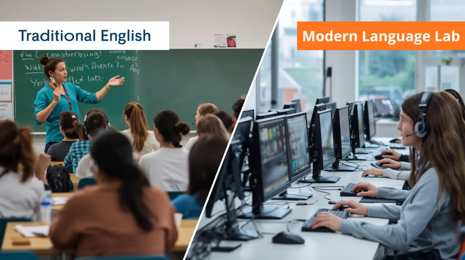 Modern language lab with interactive AI-driven teaching